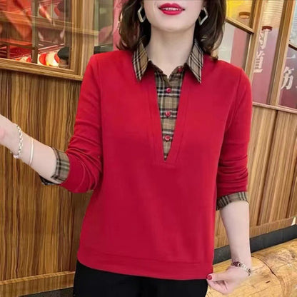 🔥❤️【50-100kg】Nueva camisa de mujer de otoño con cuello a cuadros.