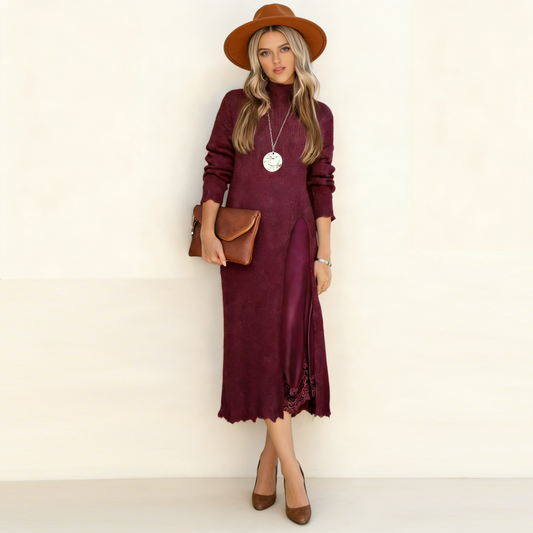 👗[Vestido + Suéter] Conjunto de suéter irregular