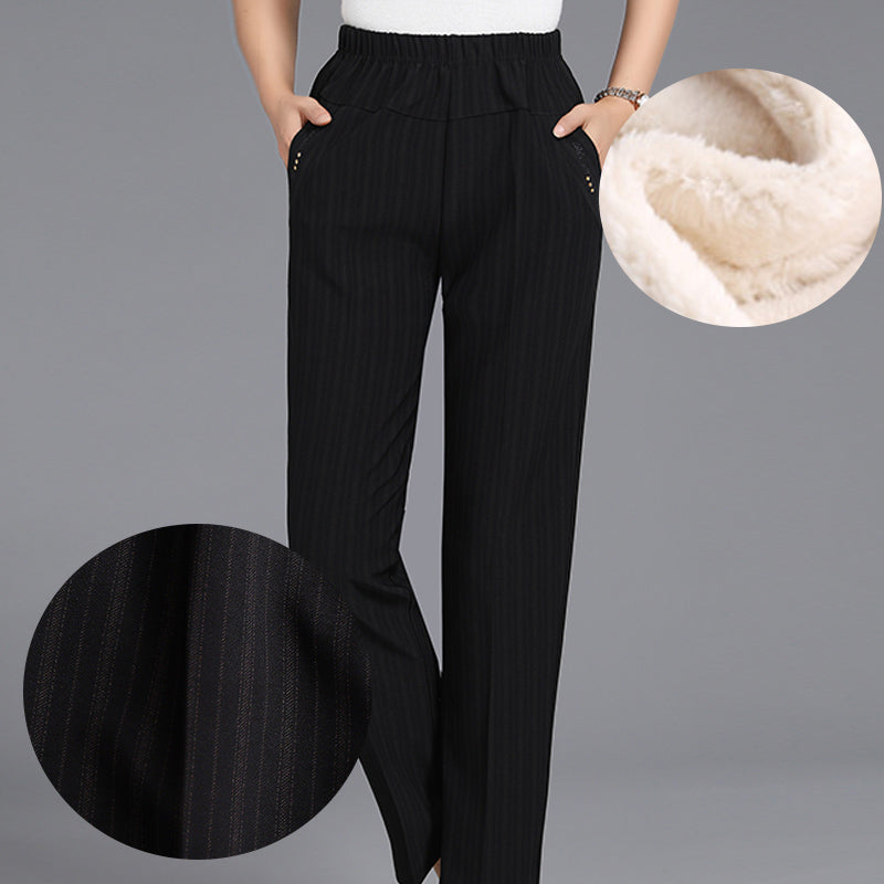 【Los más vendidos】Pantalones de terciopelo con cintura elástica gruesa para otoño e invierno para damas de mediana edad y mayores.