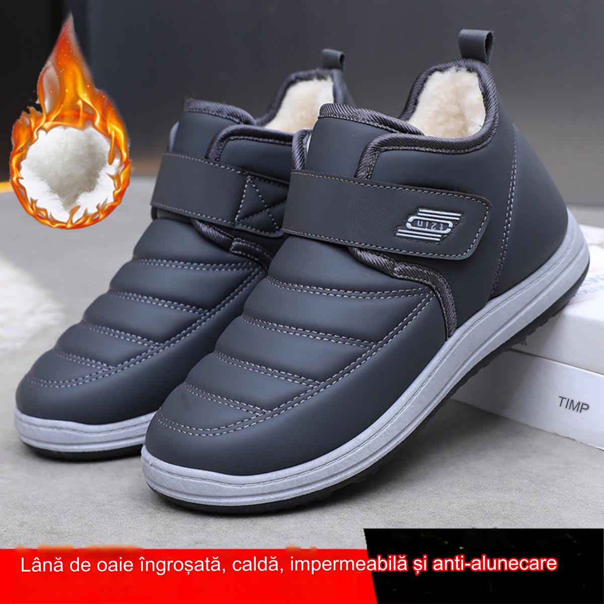 💥【39-44】Zapatos de hombre impermeables y antideslizantes de cuero de terciopelo engrosado de nuevo estilo de invierno