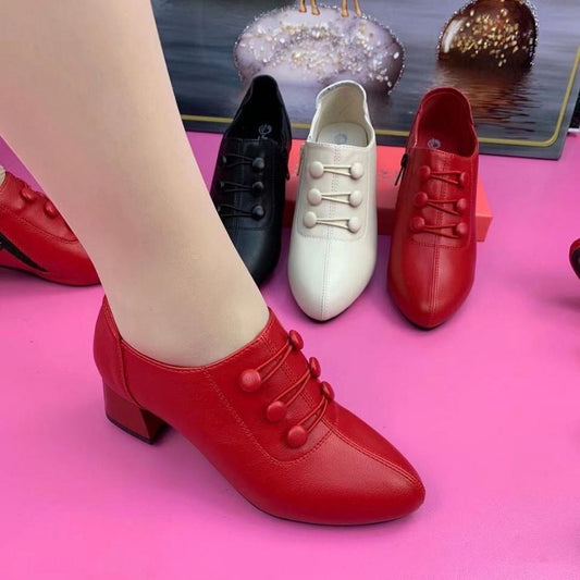 🔥👠【35-40】Zapatos nuevos, modernos, casuales, de piel auténtica, con diseño de tacón medio.