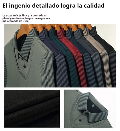 👔[M-4XL]Suéter de dos piezas de chenilla sintética para hombre con terciopelo y engrosamiento para mantener el calor