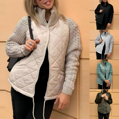 🔥【Último día 50% de descuento】🔥Chaqueta de punto de patchwork para mujer, cálida y acogedora para el invierno.