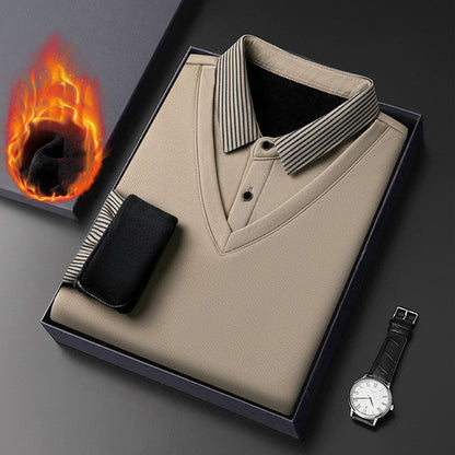 👔[M-4XL]Suéter de dos piezas de chenilla sintética para hombre con terciopelo y engrosamiento para mantener el calor