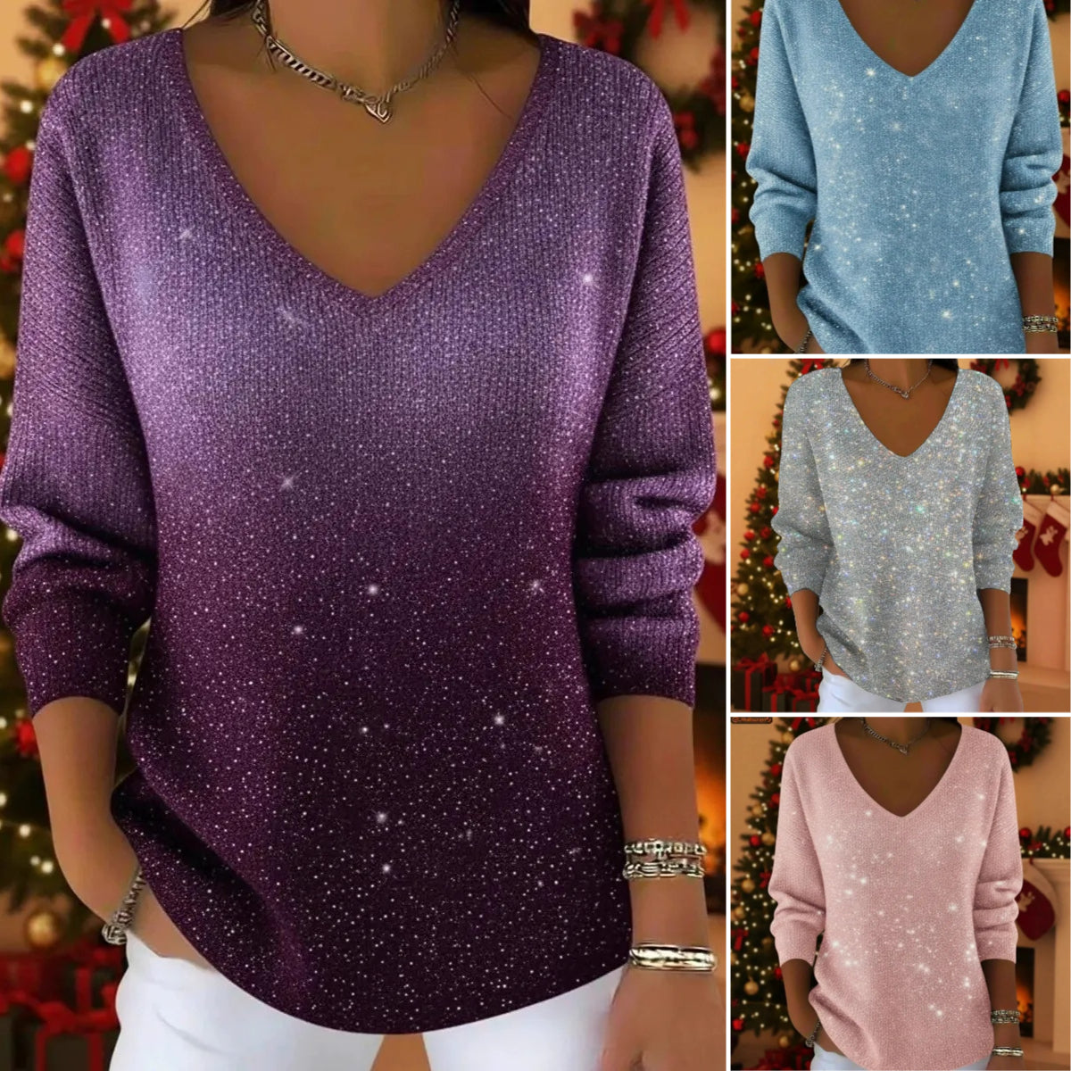 💥👚Nuevo jersey de mujer de manga larga y escote en pico, otoño/invierno 2026