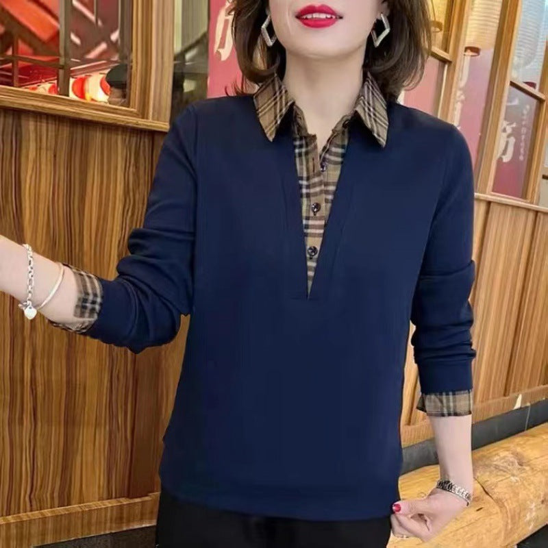 🔥❤️【50-100kg】Nueva camisa de mujer de otoño con cuello a cuadros.