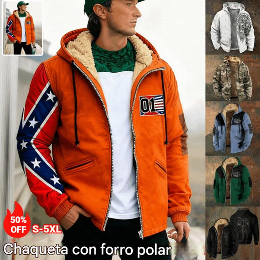 👨‍💻🧥✨【Tallas S-5XL】🔥Nueva chaqueta retro con cremallera para hombre, impresión digital 3D.