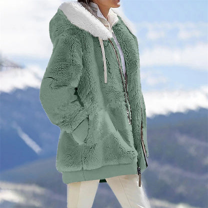 Abrigo largo de polar para mujer para otoño e invierno.