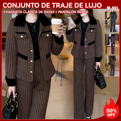 🔥【Chaqueta + Pantalones】☃️Traje de mujer moderno, diseño de pantalón ancho, excelente efecto modelador, conjunto dos en uno.