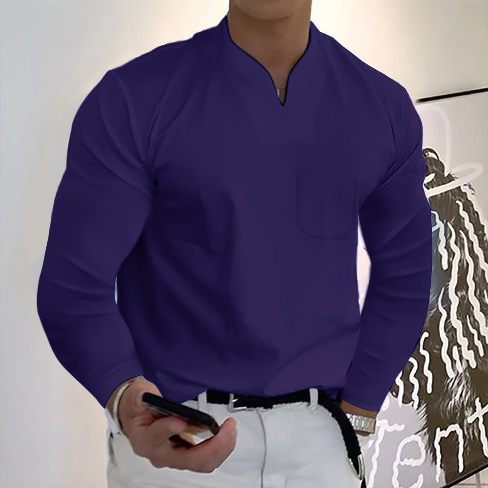 🔥【S-5XL】Camiseta de algodón elástico con cuello en V para hombre